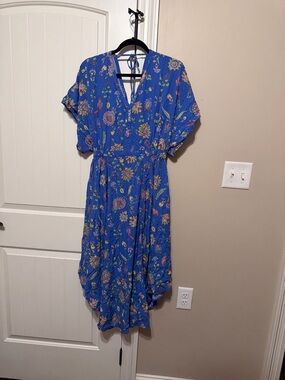 GAP Royal Blue Floral High-Low V-Neck Dress